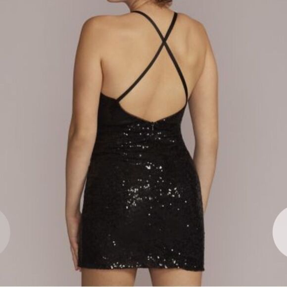 JULES AND CLEO sequin mini dress w/removable skirt Size‎ 20 Black Nwt in pkg - Picture 4 of 11